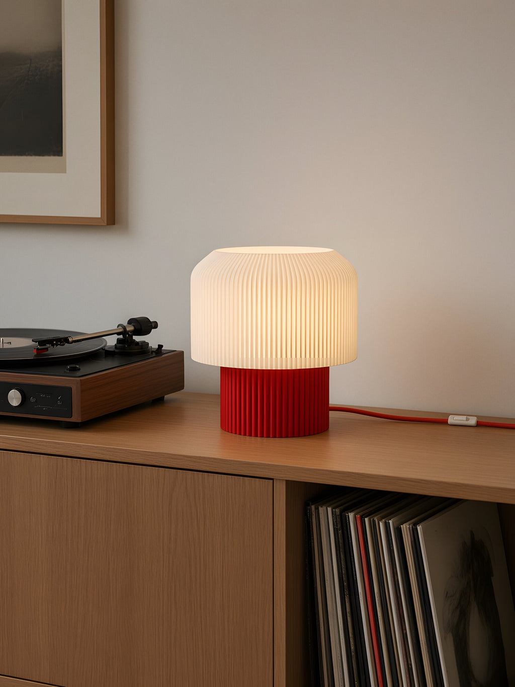 Nubo in Red: at home, on a living room sideboard