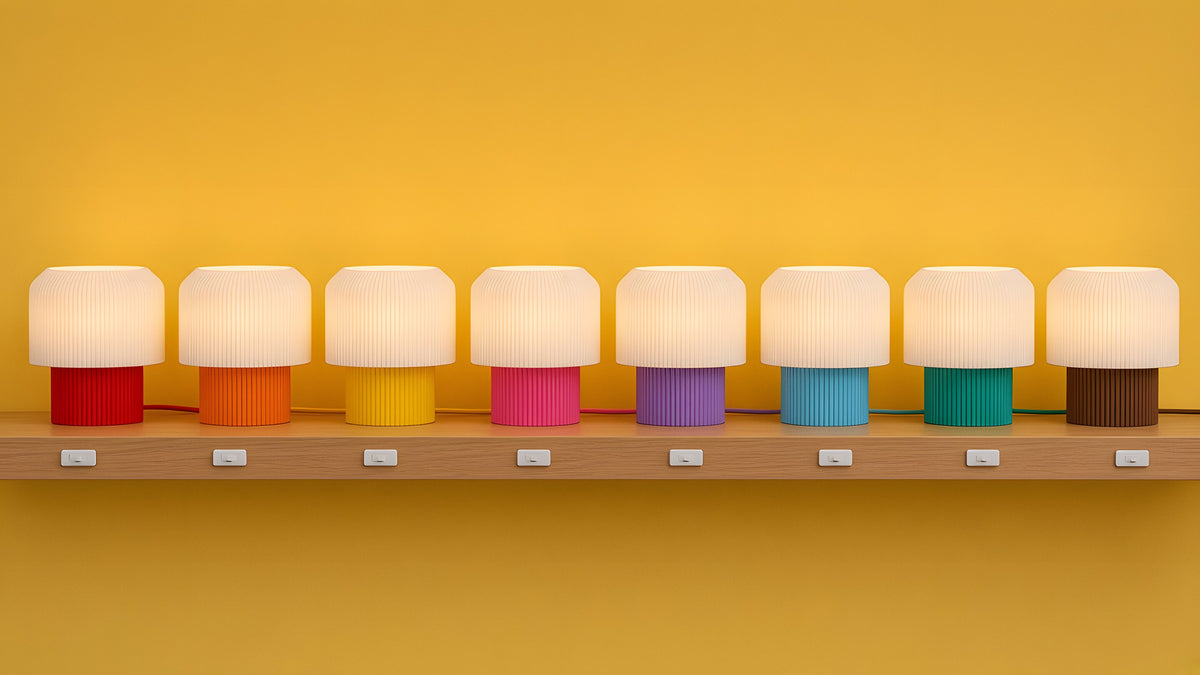 Eight Nubo lamps switched on