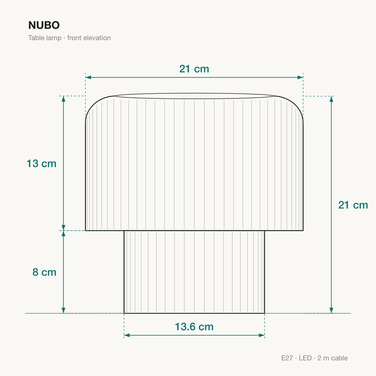 Nubo dimensions: 21 cm wide and 21 cm tall
