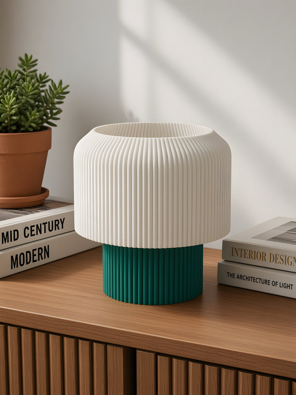 Nubo in Green: at home, on a bookshelf