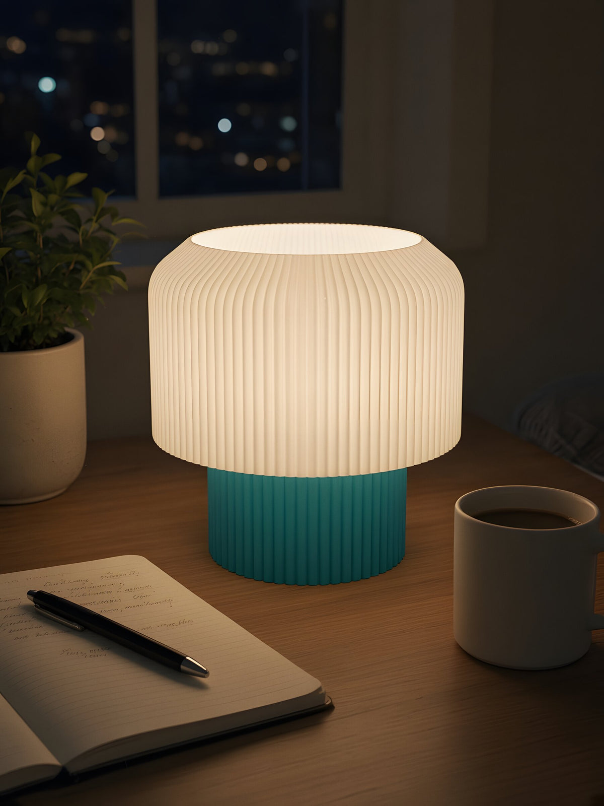 Nubo lighting a desk at night
